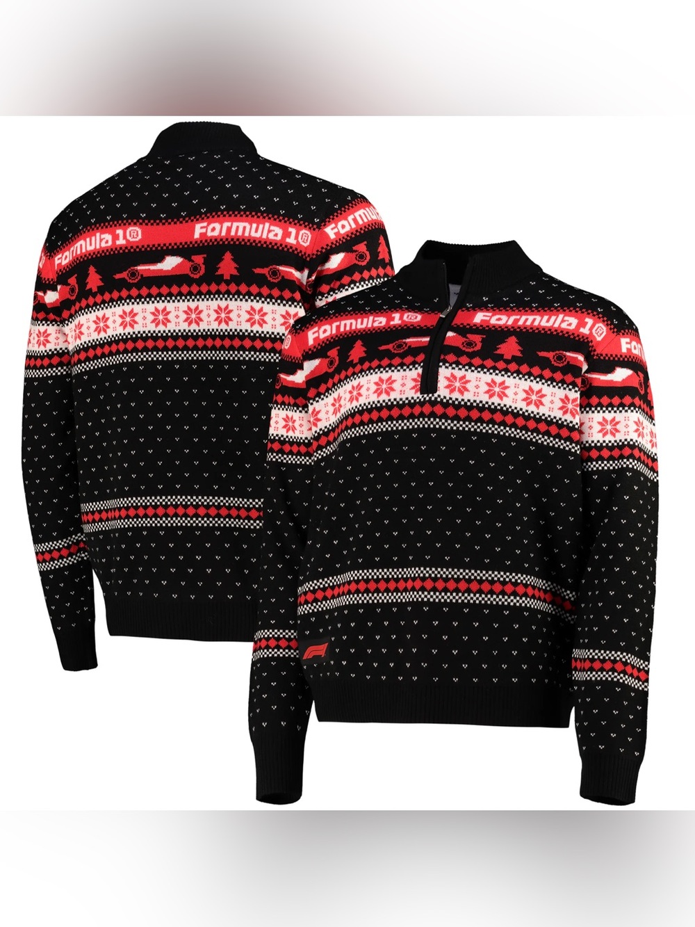 Formula 1 Quarter Zip Fairisle Christmas Sweater